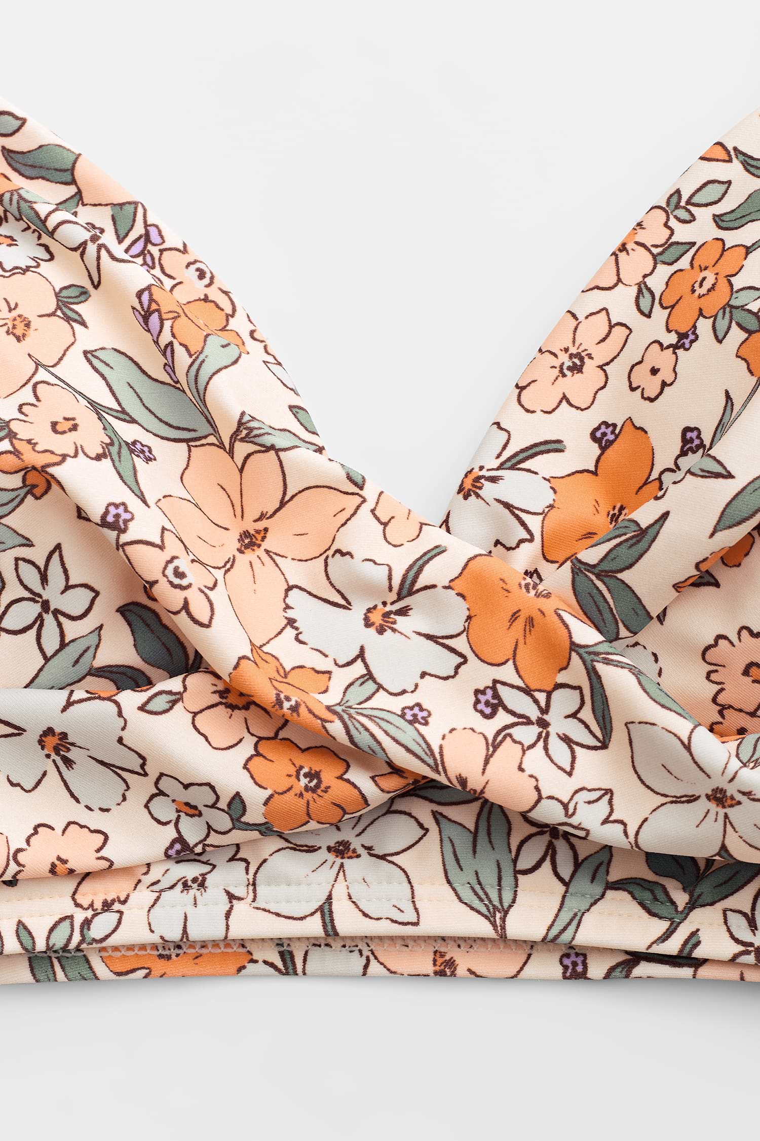 Floral Print Twist Bralette & Spliced High Waist Bikini Set
