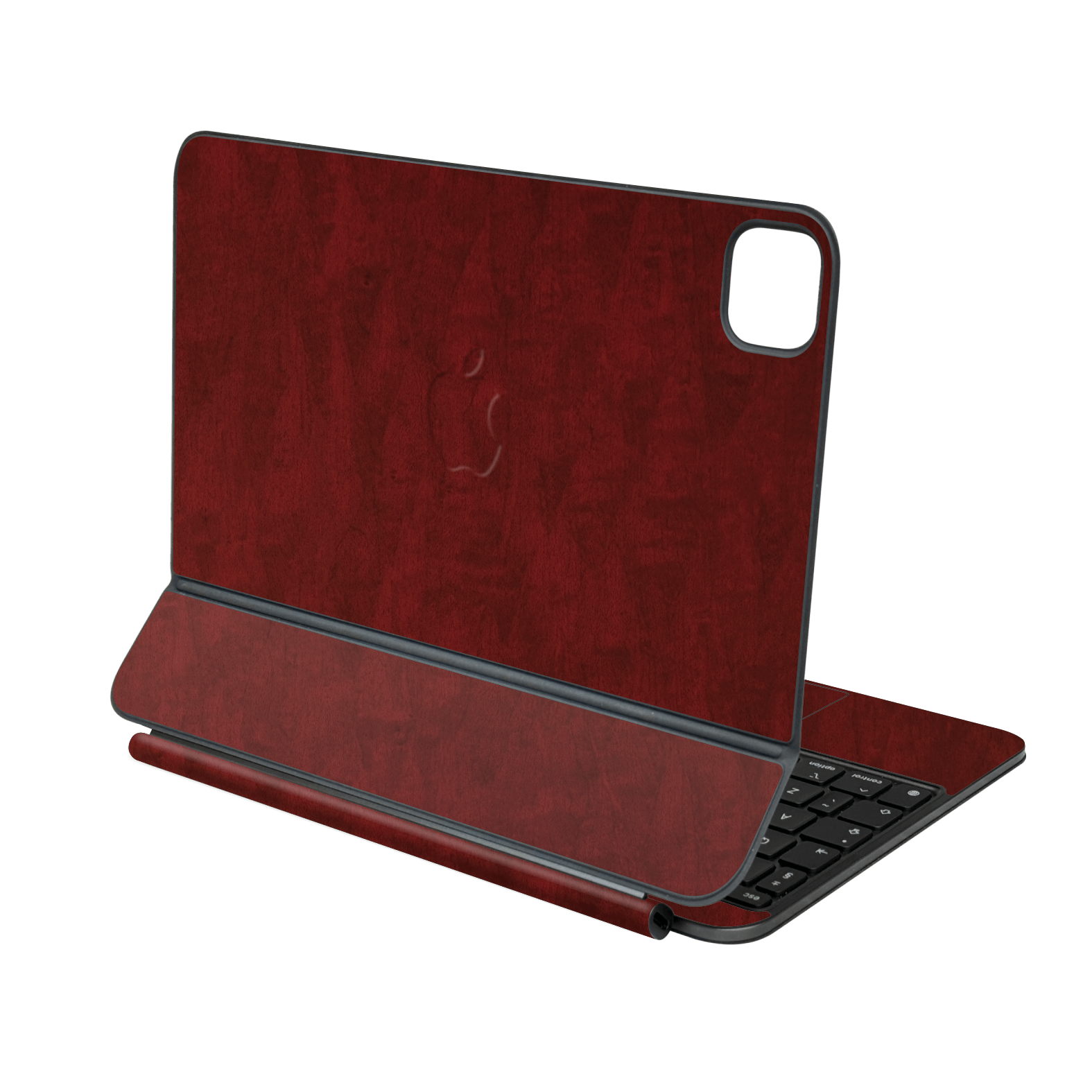 Magic Keyboard for iPad PRO 13” (M4, 2024) Scarlet Red Wood Wooden Satin Skin Wrap Sticker Decal Cover Protector by QSKINZ | qskinz.com