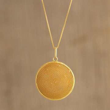 Temple of the Sun Peruvian Gold-Plated Filigree Pendant Necklace
