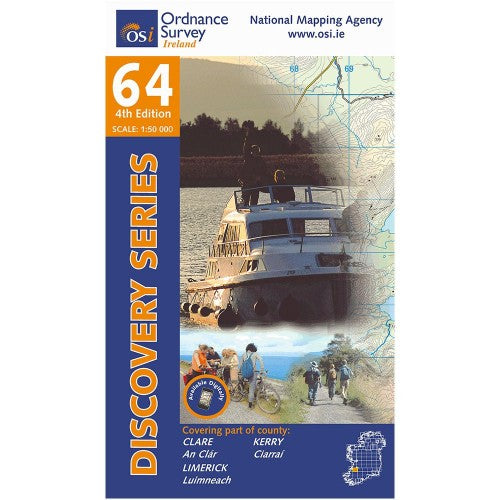 OSI Discovery Laminated Waterproof Map 64 (Part of Clare, Kerry & Limerick)(1:50,000)