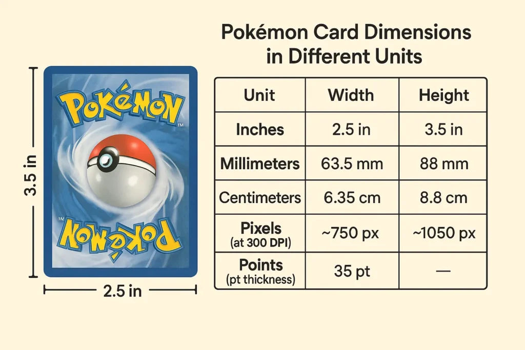Pokémon Card Size in Inches, CM, MM, Pixels, and Sleeves