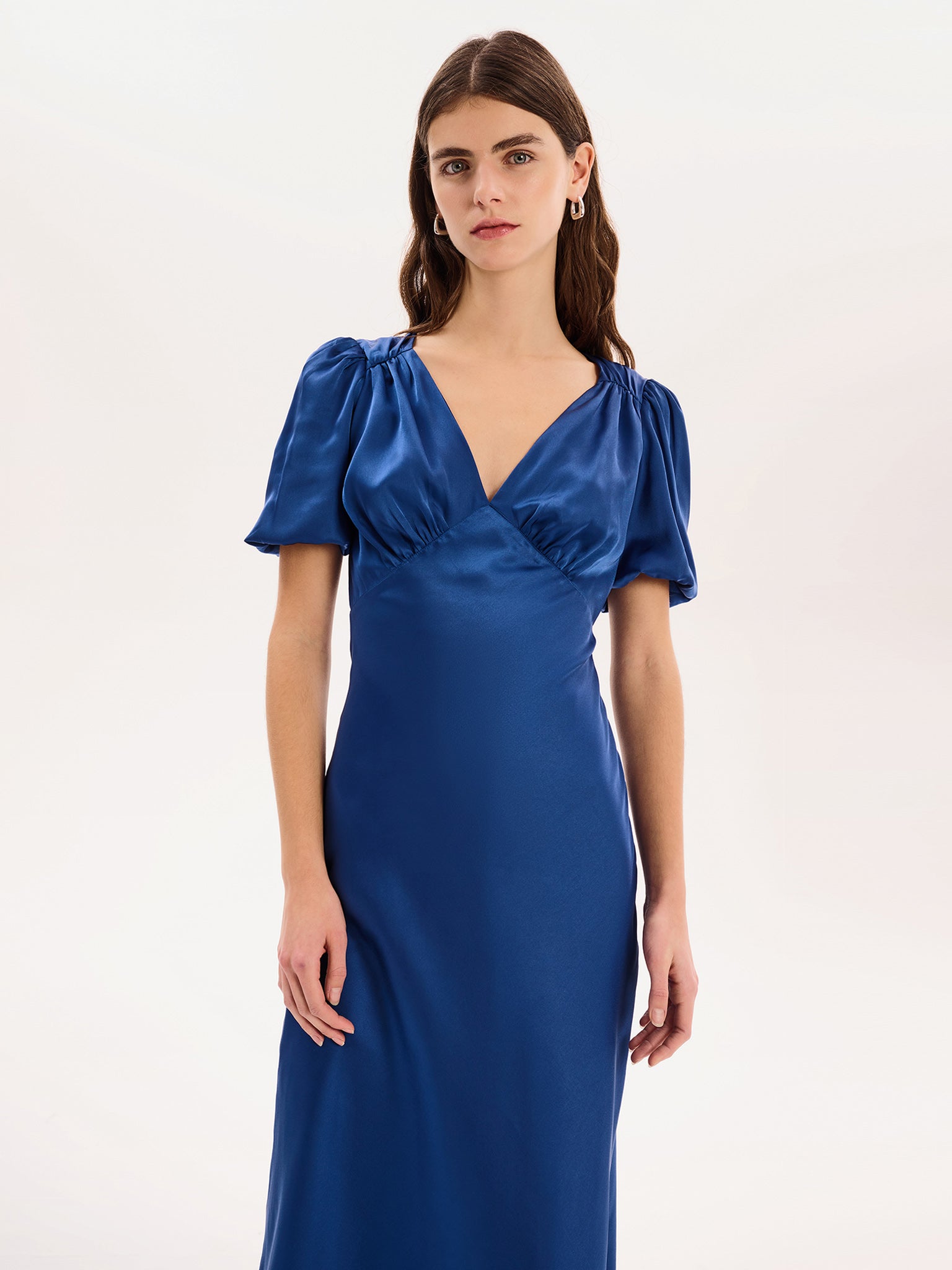 Rosie Puff Sleeve Dress in Navy