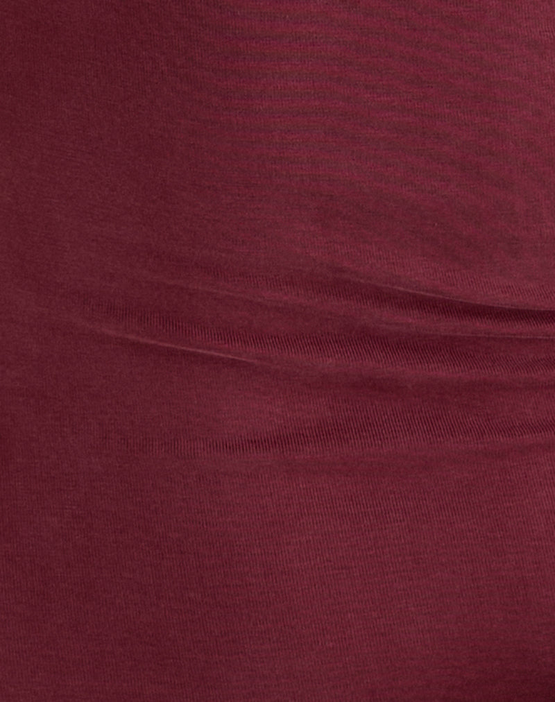 Sanyu Plunge Maxi Dress in Cupro Burgundy