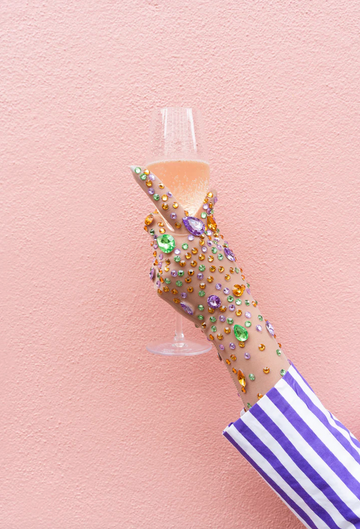 Mardi Gras Rhinestone and Jewel Gloves