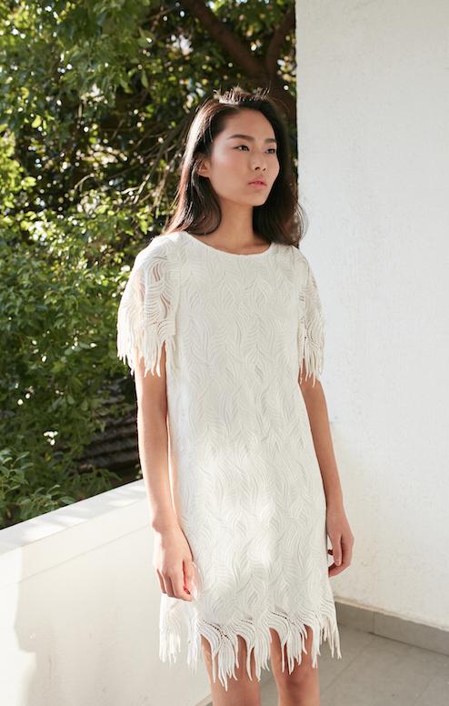 Style: PENELOPE Deco Embroidery Fringe Dress - Peony Rice