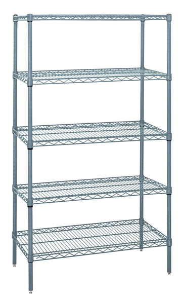 Quantum WR74-2430GY-5, 24"W 30"D 74"H WR Wire Shelving Starter Kit, Gray Epoxy Antimicrobial Finish, NSF, 24" Deep
