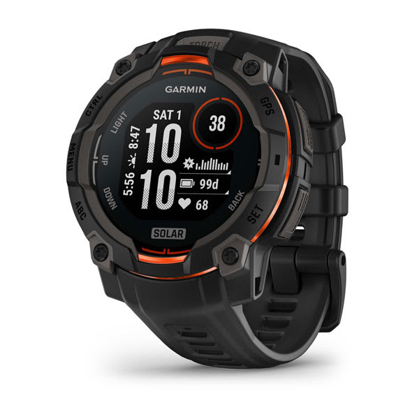 Instinct® 3 – 45 mm, Solar, Sort med sort rem