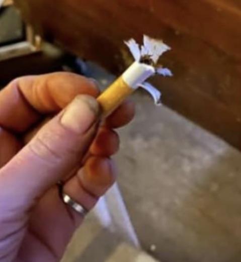 Friends cig exploded cartoon style and this was lodged in her lip : r/WTF