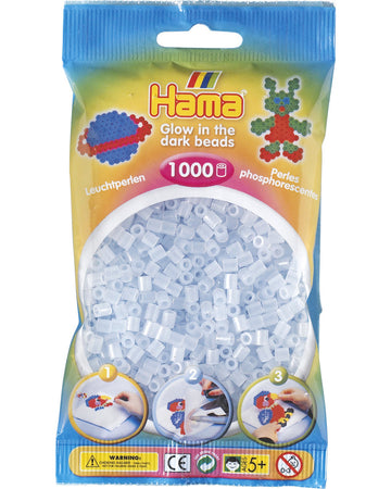 Hama perler 1000 stk - 207-57 selvlysende blå