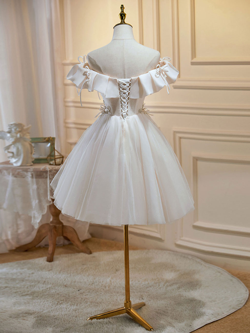Mini/Short Light Champagne Prom Dress, Short Puffy Homecoming Dresses