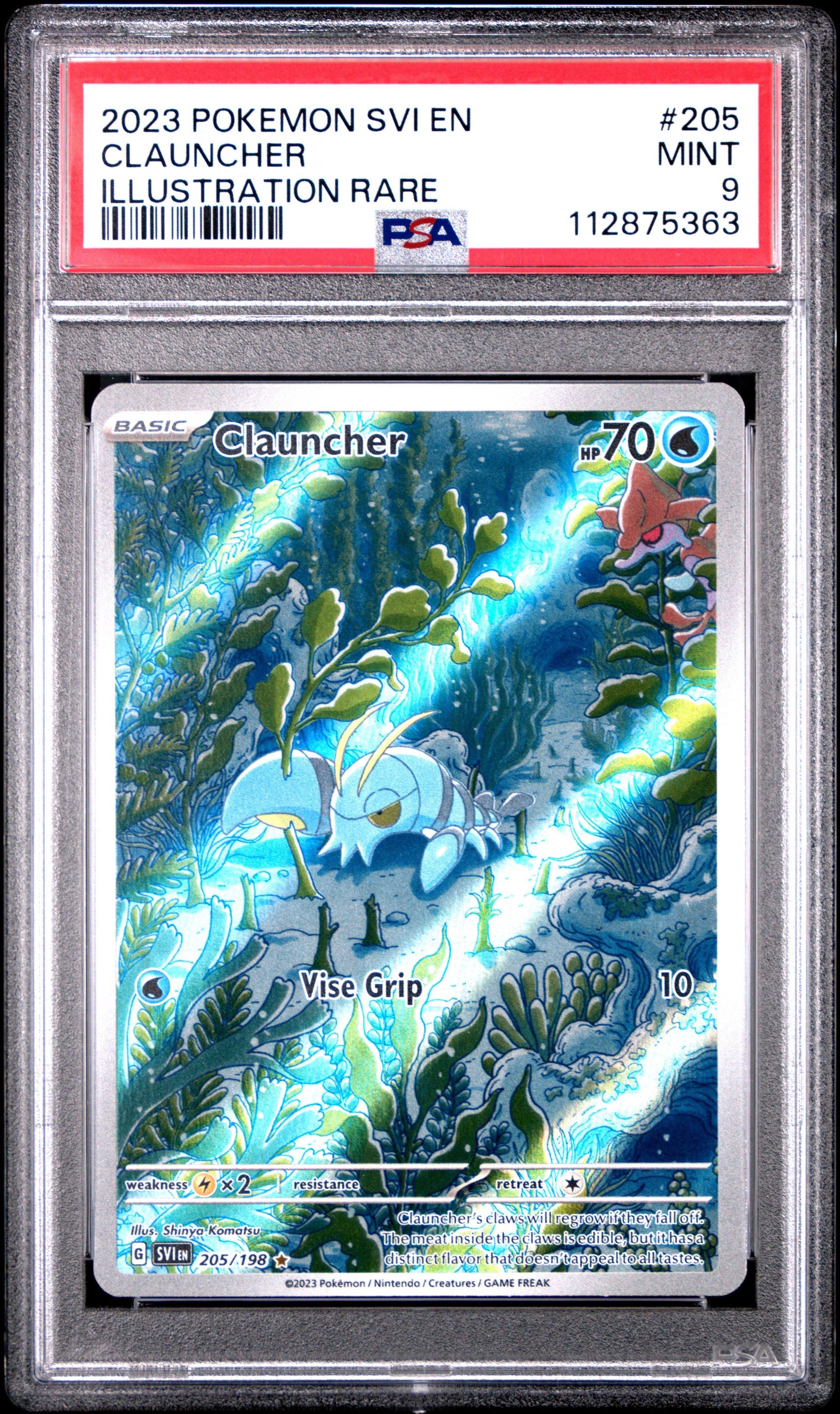 2023 Pokemon Svi En-scarlet & Violet 205 Clauncher Illustration Rare PSA 9 Graded Card