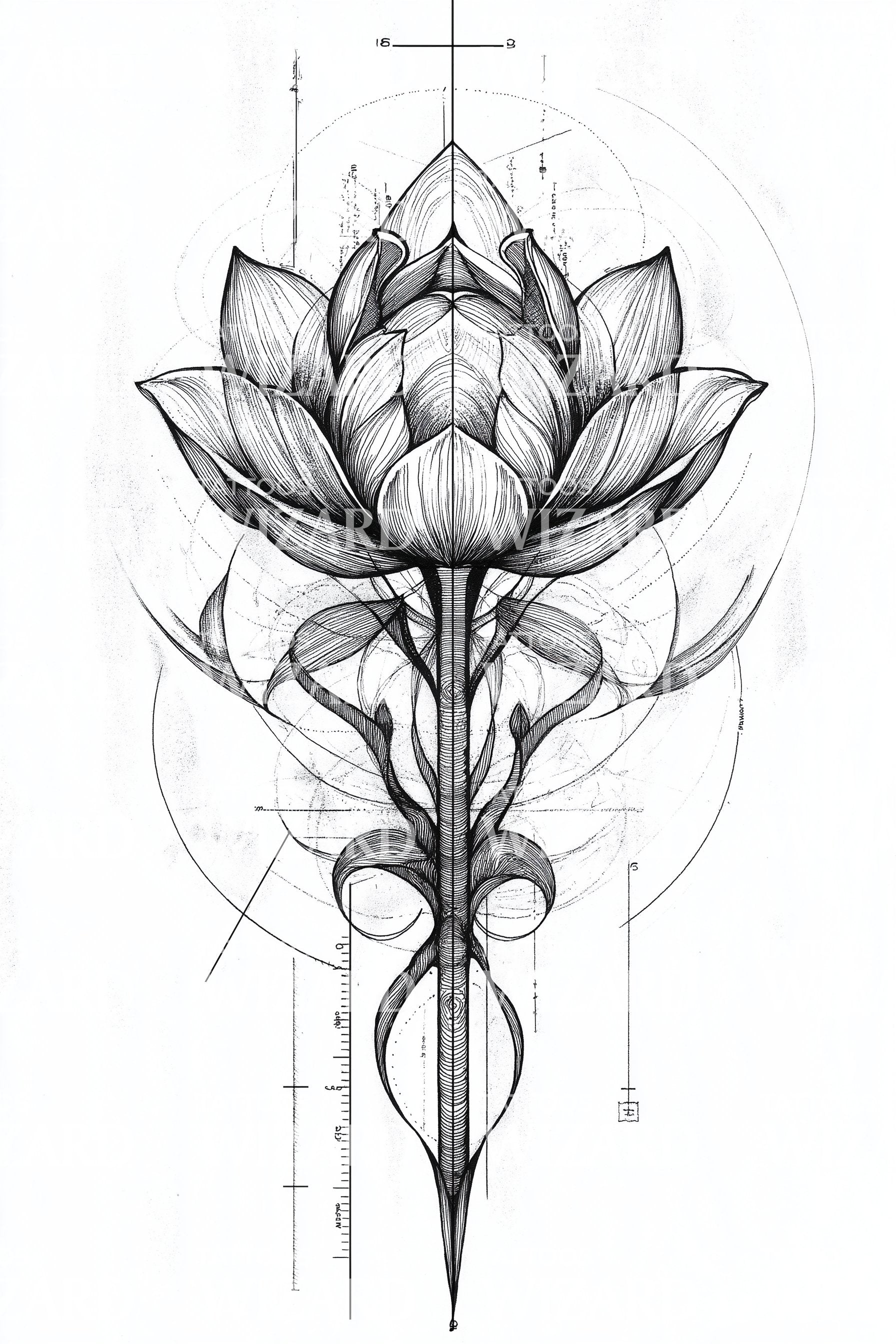 Spiraling Lily Flourish Tattoo Design