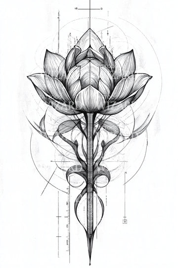 Spiraling Lily Flourish Tattoo Design